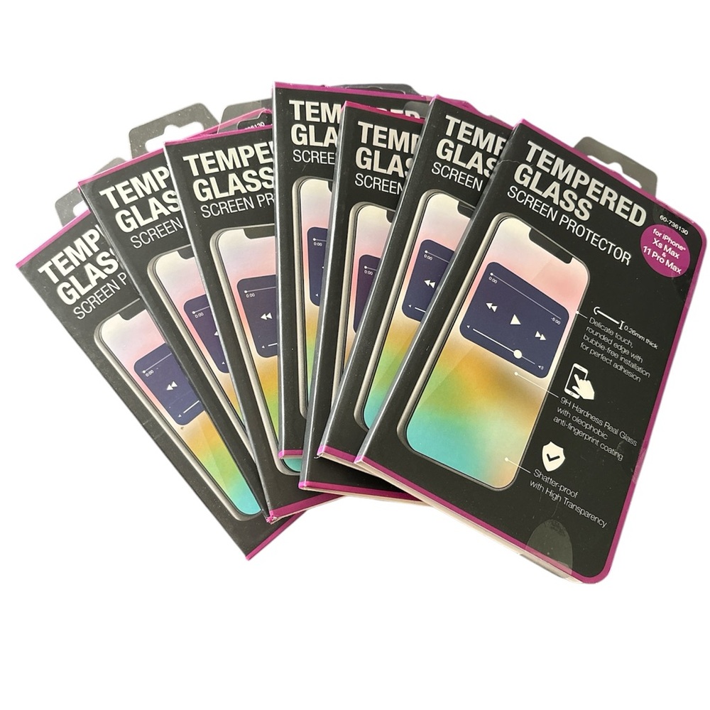 Lot of 7 Tempered Screen Protectors for iPhone Cs Max & 11 Pro Max